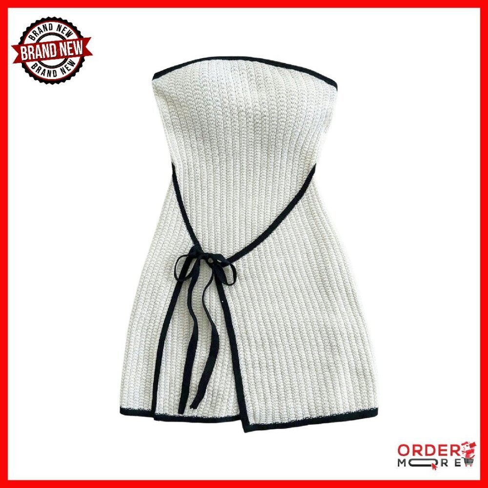 Strapless Knit Wrap Dress Mini Tube Party Dress